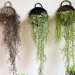 Hand Made Wicker Rattan Flower Basket Green vine Pot Planter Hanging Vase
